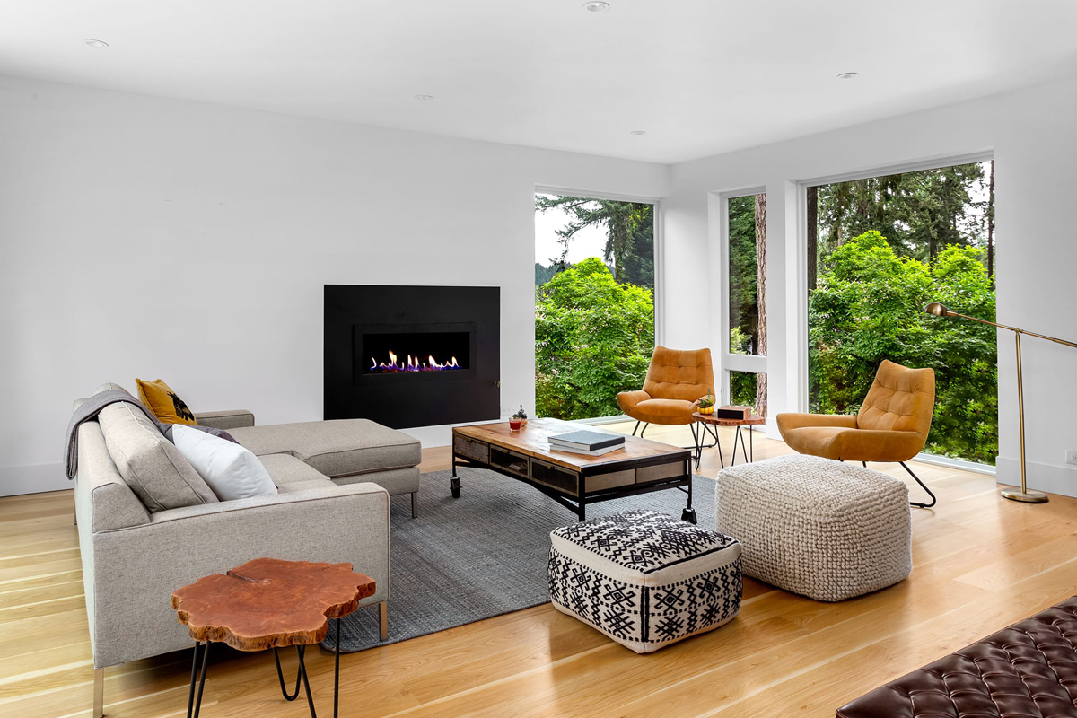 Custom rug in living room space